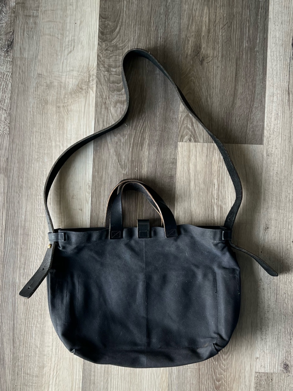 Peg and Awl Waxed Canvas Tote Bag All Black - Picture 7 of 10